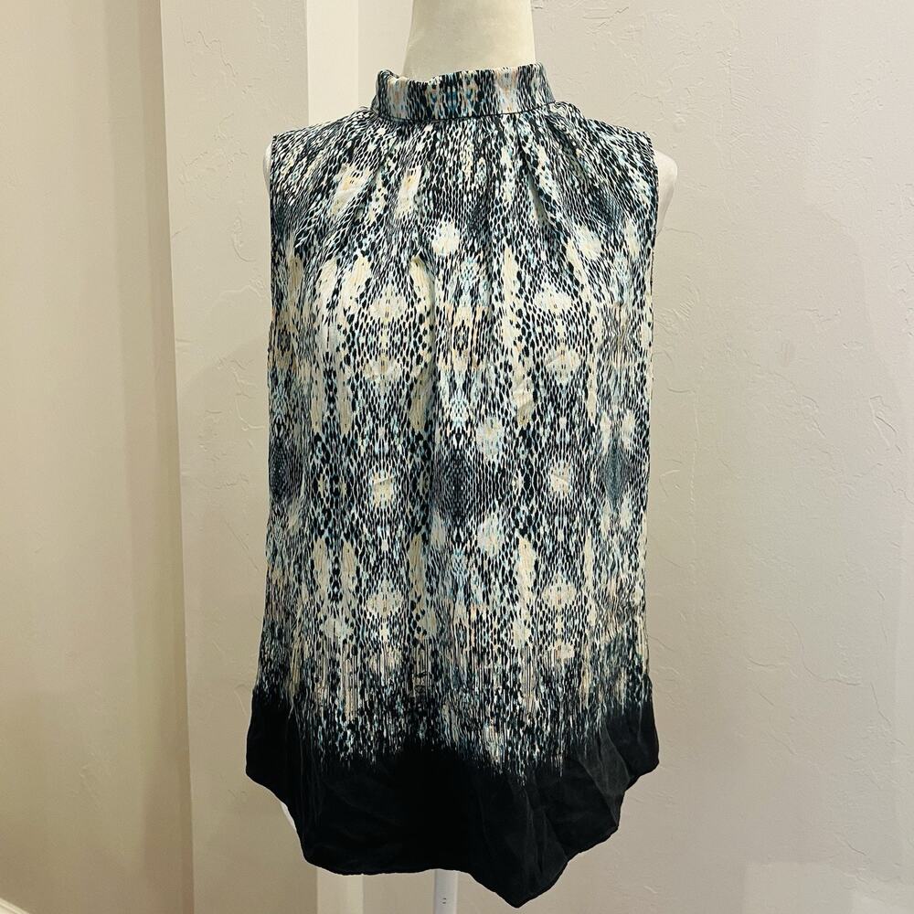 ANTONIO MELANI Sleeveless Blue Snakeskin Print Blouse 100% Silk Size S (A0128)